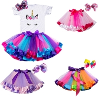 Rainbow Unicorn Tutu Skirt for Baby Girl's Birthday Party and Summer, Princess Pettiskirt for Children's Clothing.