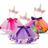 Unicorn Rainbow Tutu Skirt Set for Princess Girls, Perfect for Baby Girl's Birthday Party, Available in Sizes 1-8 Years.