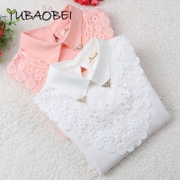 Spring Fall Cotton Blouse for Big Girls Embroidery School Clothes Children Baby Girl Long Sleeve Lace Shirt Kids Tops 3-12 Years