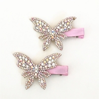 Set of 2 butterfly hairpins with rhinestones for girls' hair, cute and sparkling hair accessories.