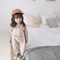 Korean Style Baby Girl Corduroy Overalls - Casual and Cute Loose Fit Trousers with Bib Pants