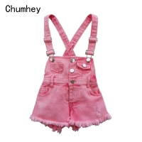 Kids Denim Overall Shorts - Pink Jeans, Summer Suspender Girls 2-10T Clothing, Cute Jumpsuit for Children (Chumhey)