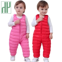 Winter Children Down Cotton Bib Pants For Kids Overalls Toddler Boys Pants Warm Baby Girls Pants Waterproof Trousers 1-5 Years