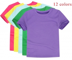 Kids Cotton T-shirts - Boys & Girls, Short-sleeved, Plain, OEM/ODM, Baby Clothes, Team Apparel