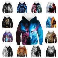 Oversized Wolf 3D Hoodies for Boys and Girls Ages 10-14. Teenage Sweatshirts and Clothing.