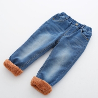 2022 winter baby boys warm jeans children new casual letters label thick velvet denim pants for boys 1-5 years !