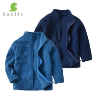 SVELTE Spring Fleece Full Sleeve Jacket for Boys Blue Casual Polar Fleese Navy Coat Kids Cardigan Sweatshirt