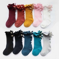 baby girl bow wood ear style baby leg warmers knee high toddler leg warm cotton long tube baby girls lace girl leg warms infant