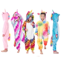 Unicorn and Panda Flannel Pajamas for Kids 4-12 Years - Animal Onesie Sleepwear