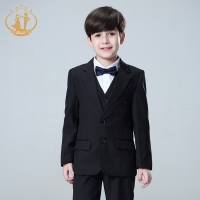 Spring Autumn Formal Black Suits for Weddings Set Children Party Host Costume Kids Blazer Vest Pants 3Pcs Wholesale Clothing