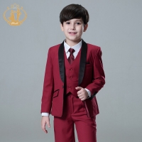 Nimble Spring Autumn Formal Suit for Boy Children Party Host Wedding Costume Red Blazer Vest Pants Wholesale Clothing 3Pcs Sets