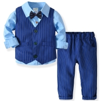 Boys Clothes Spring Autumn Fashion Baby Suit British Wind Children's Suits Gentleman Long Sleeve Shirt Vest Pants Kids Sui