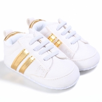 Kids Baby Unisex Crib Shoes Lace up Soft Sole Comfort PU Casual Prewalker Baby Shoes