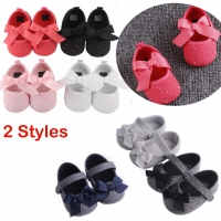 0-18M Lovely Infant Kids Baby Girl Bowknot Crib Shoes Soft Shoes Sneaker First Walkers