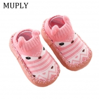 Soft Cotton Non-slip Baby Socks for Walking with Warm Knitting Soles and Home Slipper Design