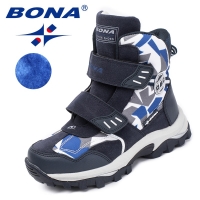 Popular Bona Children's Boots - Comfortable Hook & Loop Fastening, Suitable for Boys and Girls, Round Toe, Perfect for Winter.