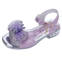 Breathable Summer Sandals for Girls - Fashionable MT-CS Leather Toddler Shoes with Hollow Bow Design.