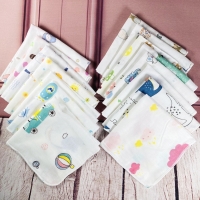 10 Pack Baby Feeding Cloths - Teddy Bear, Bunny, and Dot Prints - Small Gauze Handkerchiefs for Children's Nursing YYT308