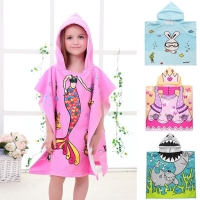 New Children Cute Cartoon Hooded Cloak Beach Towel Animal Printed Microfiber Baby Boys Girls Kids Swimming Bath Towel 120x60cm
