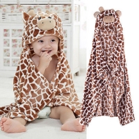 Soft Infant Hooded Bathrobe with Cute Bear Shape - 100cm - Cartoon Patterned Giraffe Towel Blanket - Ideal for Baby Bath Time