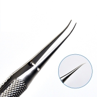 Stainless Steel Micro Tweezers (11cm) with Round Handle for Eyelid and Dental Procedures. Ideal for Ophthalmic Surgery.