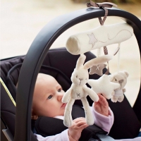 Plush Cute Rabbit Star Newborn Baby Music Hanging Bed Bedroom Decor Safety Seat Plush Toy Stroller Accessories Gifts
