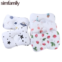 [simfamily] Comfortable Cartoon Infant Support Prevent Anti Roll Baby Pillow Flat Head Neck Infant Cotton Cushion Baby Pillows
