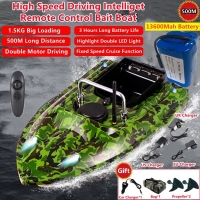 Remote Control Fishing Bait Boat with Dual Night Lights and 500m Range, 1.5kg Load Capacity.
