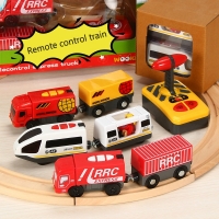 Remote Control RC Electric Small Train Toys Set Connected with Wooden Railway Track Interesting Present for Children