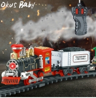 Electric RC Train Set for Kids - Dynamic Steam Simulation Model Toy with Rechargeable Battery and Remote Control