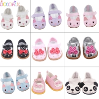 Cute Bow Doll Shoes for 18 Inch American & 43cm Baby Born Dolls, featuring Cartoon Skull Design and 7cm Mini Size – Ideal for 1/3 BJD & OG Dolls.