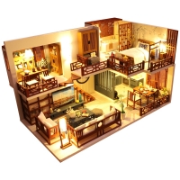 Wooden DIY Dollhouse with Furniture, LED Lights - Perfect Christmas Gift for Kids - Cutebee Miniature Dollhouse Kit