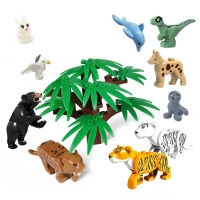 Friends Animal Movie Cat Leopard Tiger Horse Dinosaur Model Building Blocks Kids Toys for Children Compatible Model Animals