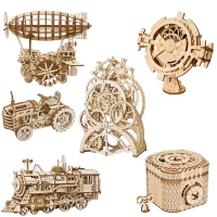 Robotime ROKR Wood Puzzle Mechanical Gears Building Kit - DIY Model Toy for Kids and Adults