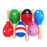 1Pc 12x4cm Infant & Toddlers Wood Sand Hammer Wooden Maraca Rattles Sand Hammer Kids Musical Party Favor Child Baby Shaker Toy