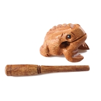 1 Set Traditional Wooden Musical Instrument Frog Style Percussion Rasp with Stick Kids Gifts Musical Toy Decompress Toys