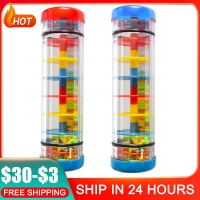 Rainbow Hourglass Rain Rainmaker Rain Stick Musical Toy Raindrop Sound for Kids  baby Educational nstrument Fun Gift