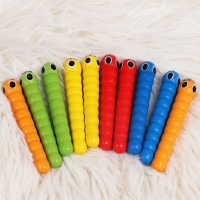 Fishing toy magnetic rotative fish toy bugs for kids Accessories Wooden caterpillar 20 PCS magnet fishing games for 1 year baby