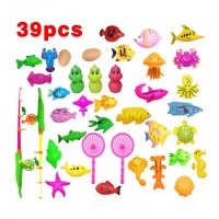 15/27/39pcs/lot With Inflatable pool Magnetic Fishing Toy Rod Net Set For Kids Child Model Play Fishing Games Outdoor Toys