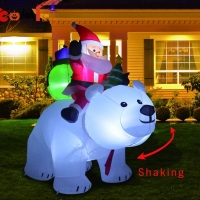 2m Inflatable Santa Claus & Polar Bear Riding Head-Shaking Doll for Indoor/Outdoor Xmas Decoration