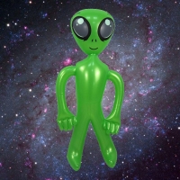 Green Alien Inflatable Toy for Kids' Science Education, Halloween, or Birthday Parties.