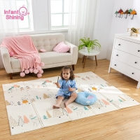 Portable Folding Baby Play Mat - 180x200x1cm - Non-toxic XPE Foam - Ideal for Crawling and Playing.