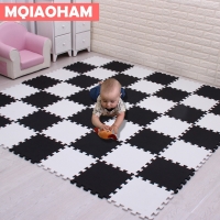 Baby Foam Puzzle Mat for Exercise and Play - Black & White Interlocking Tiles for Kids