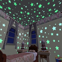 Multicolor Glow-in-the-Dark Star Stickers - Pack of 50 for Children's Room Decoration and Night Lighting Art.