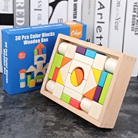 High quality wooden 30 pieces color wooden boxed wooden blocks children's educational big building blocks toys