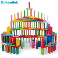 Colorful Wooden Domino Set - 100 Pieces for Kids Building and Learning
