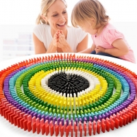 Rainbow Wooden Domino Set - 240pcs for Kids, Building Block Game, Educational Natural Toy Gift