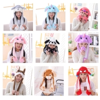 Various styles Cute Rabbit Hat with light Funny Air Float Filling Ear Moving Cap Cartoon Plush Stuffed Toys Gifts for kids