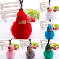 Fluffy baby plush keychain for decoration and accessories