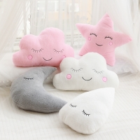 Soft Plush Cloud Pillow with Moon, Star, and Raindrop Design - Perfect for Children and Babies - Great Gift for Girls